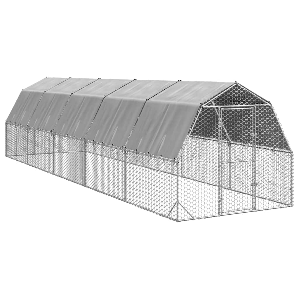 Csirkekifutó tetővel 2,5x10x2,25 m horganyzott acél