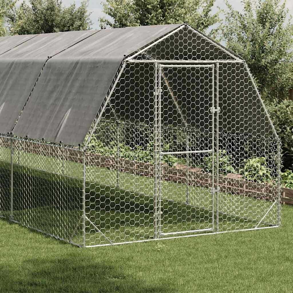 Csirkekifutó tetővel 2,5x10x2,25 m horganyzott acél