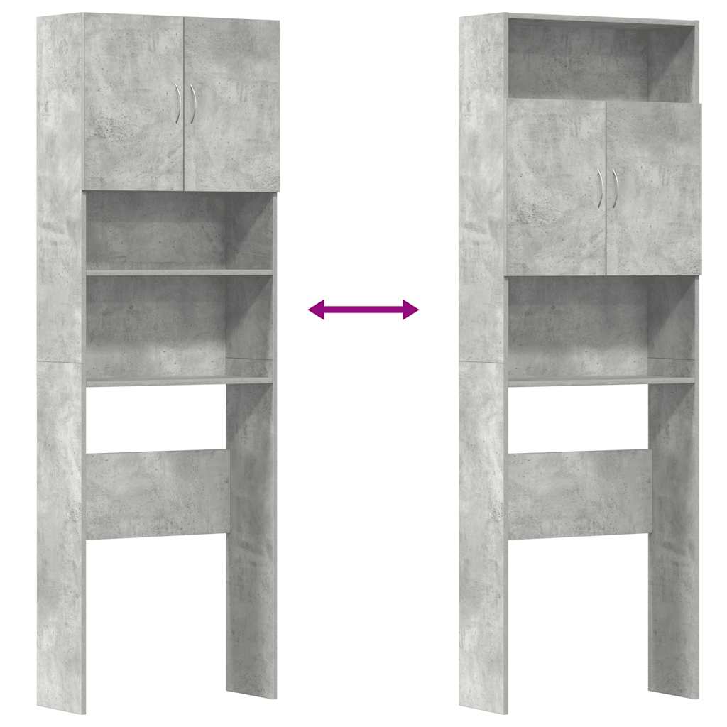 Betonszürke szerelt fa mosógépszekrény 64 x 24 x 190 cm