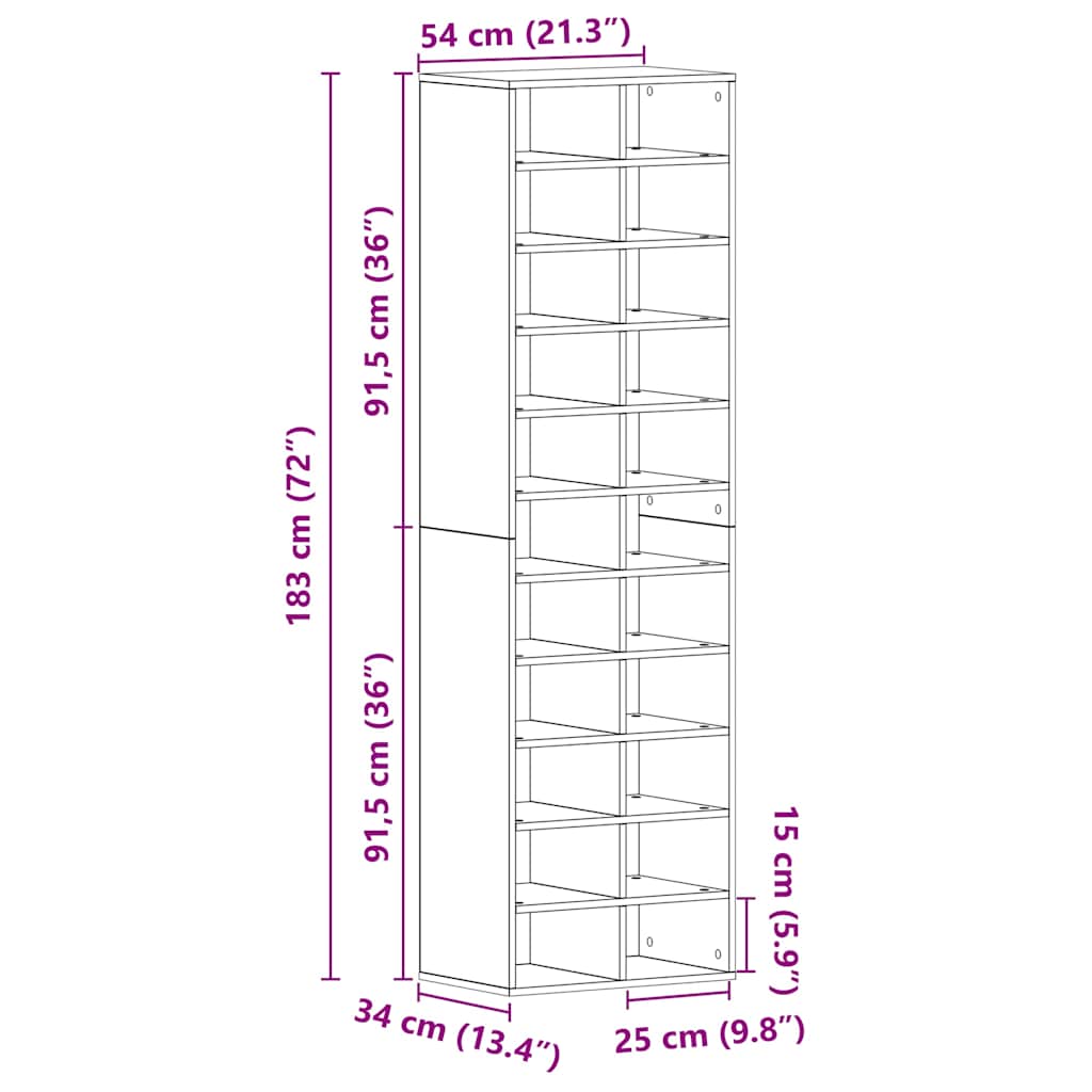 Antik fa szerelt fa cipősszekrény 54 x 34 x 183 cm