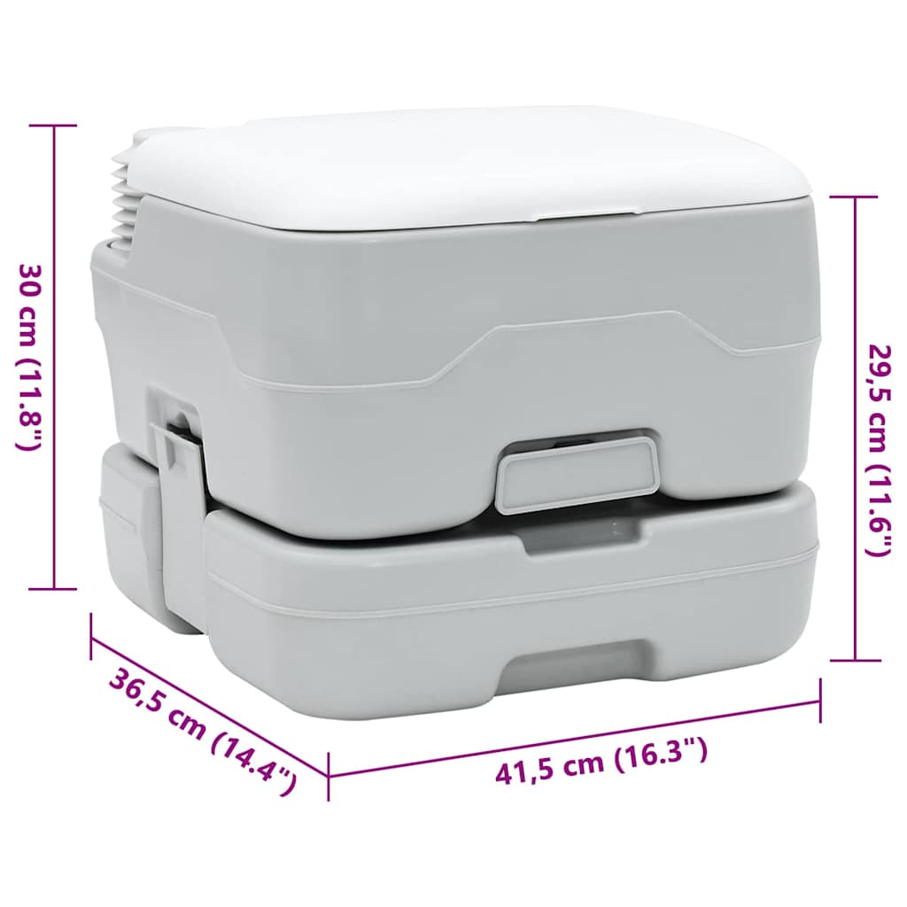 Kemping wc szürke és fehér 41,5 x 36,5 x 30 cm polietilén