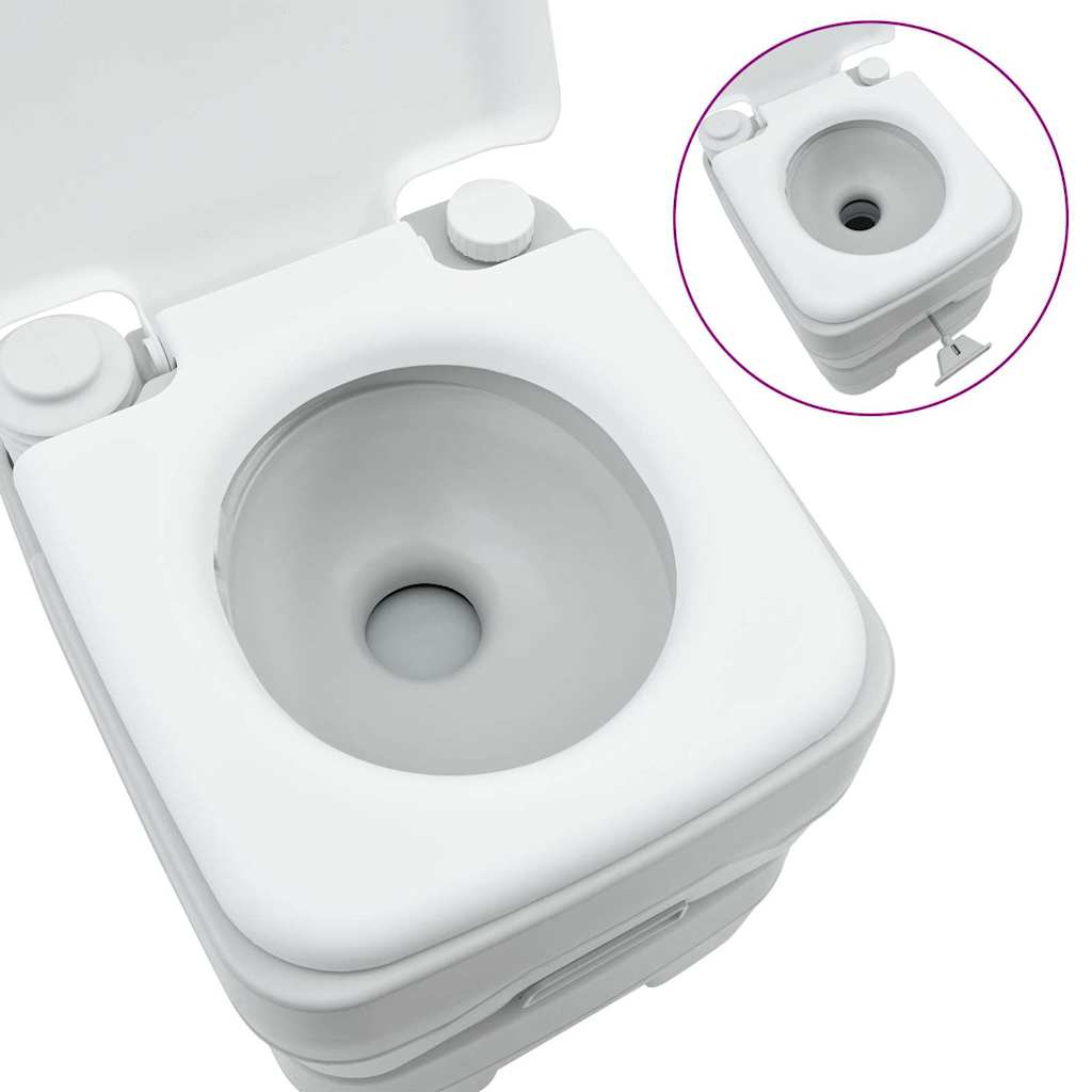 Kemping wc szürke és fehér 41,5 x 36,5 x 42 cm polietilén