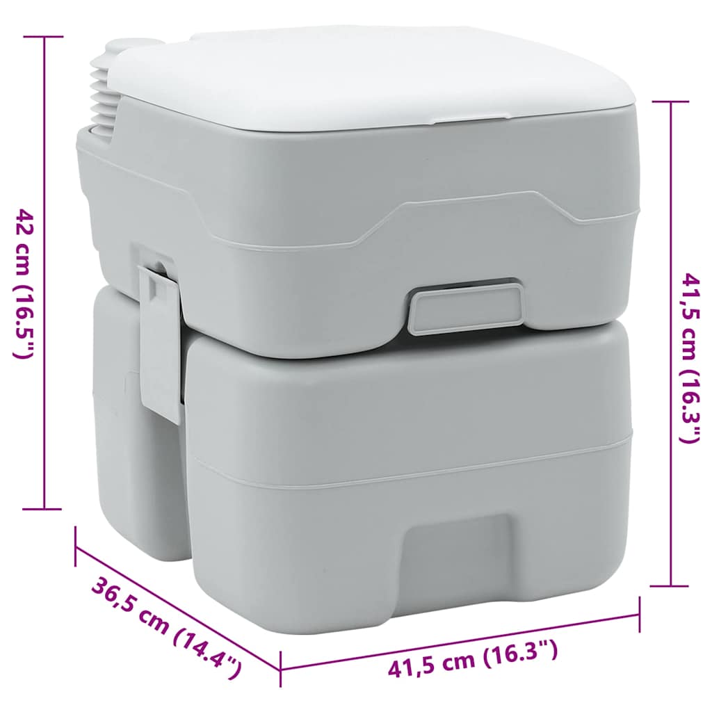Kemping wc szürke és fehér 41,5 x 36,5 x 42 cm polietilén