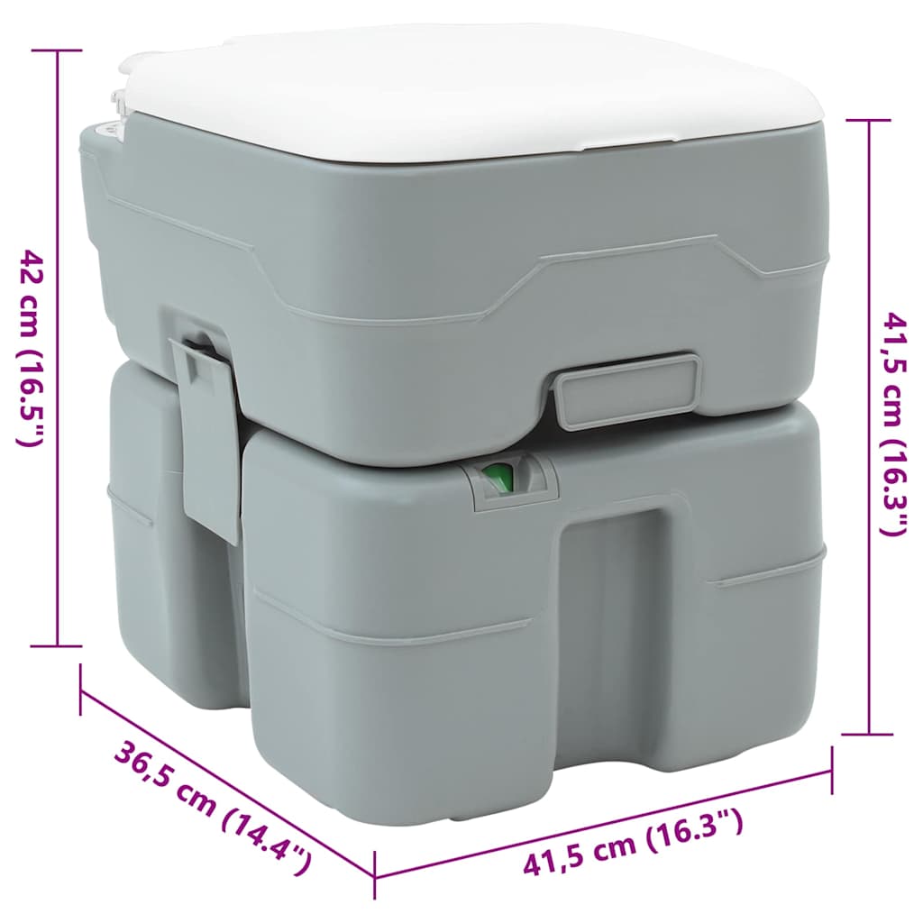 Kemping wc szürke 41,5 x 36,5 x 42 cm magas sűrűségű polietilén