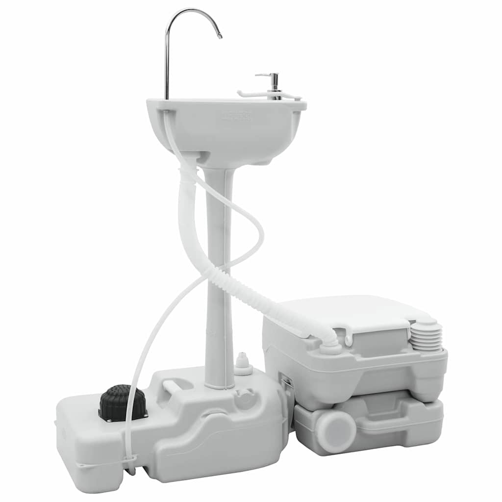Kemping wc készlet 2 pcs szürke és fehér