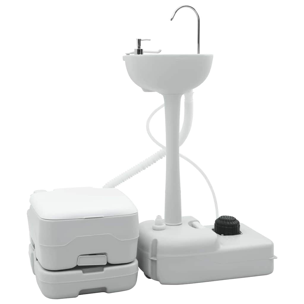 Kemping wc készlet 2 pcs szürke és fehér