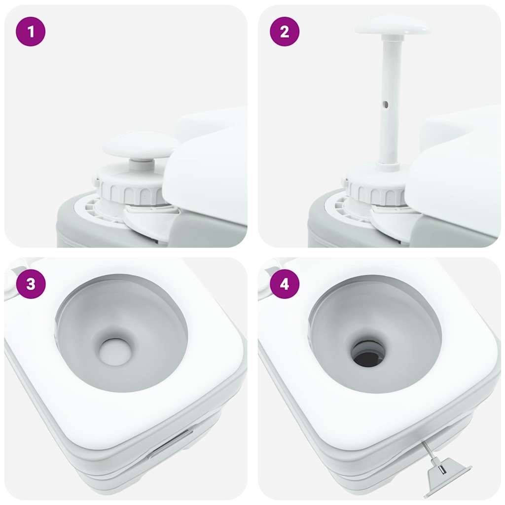 Kemping wc szürke 41,5 x 36,5 x 42 cm magas sűrűségű polietilén