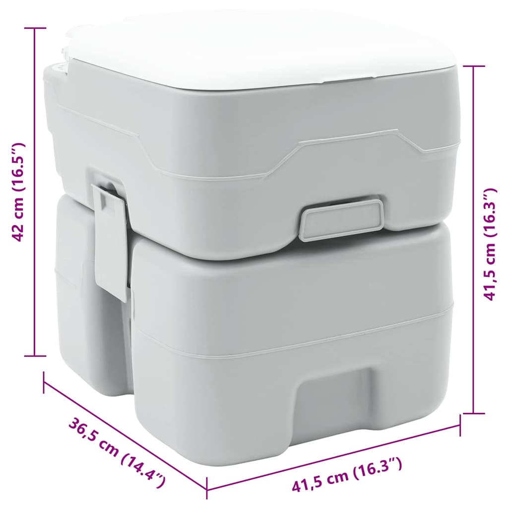 Kemping wc szürke 41,5 x 36,5 x 42 cm magas sűrűségű polietilén