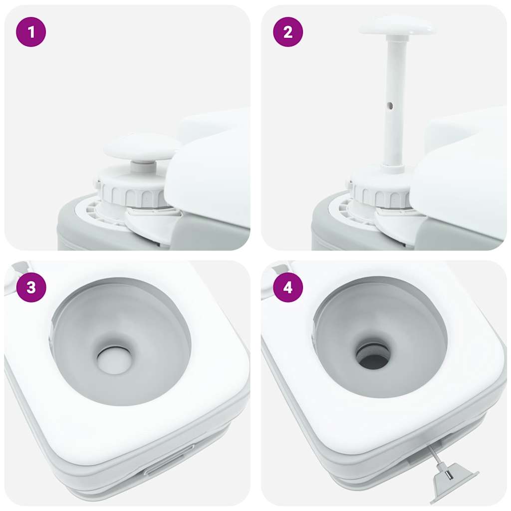Kemping wc szürke és fehér 41,5 x 36,5 x 30 cm polietilén