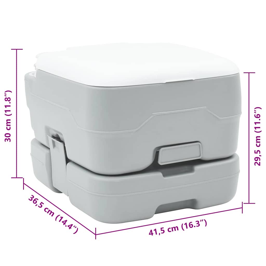 Kemping wc szürke és fehér 41,5 x 36,5 x 30 cm polietilén