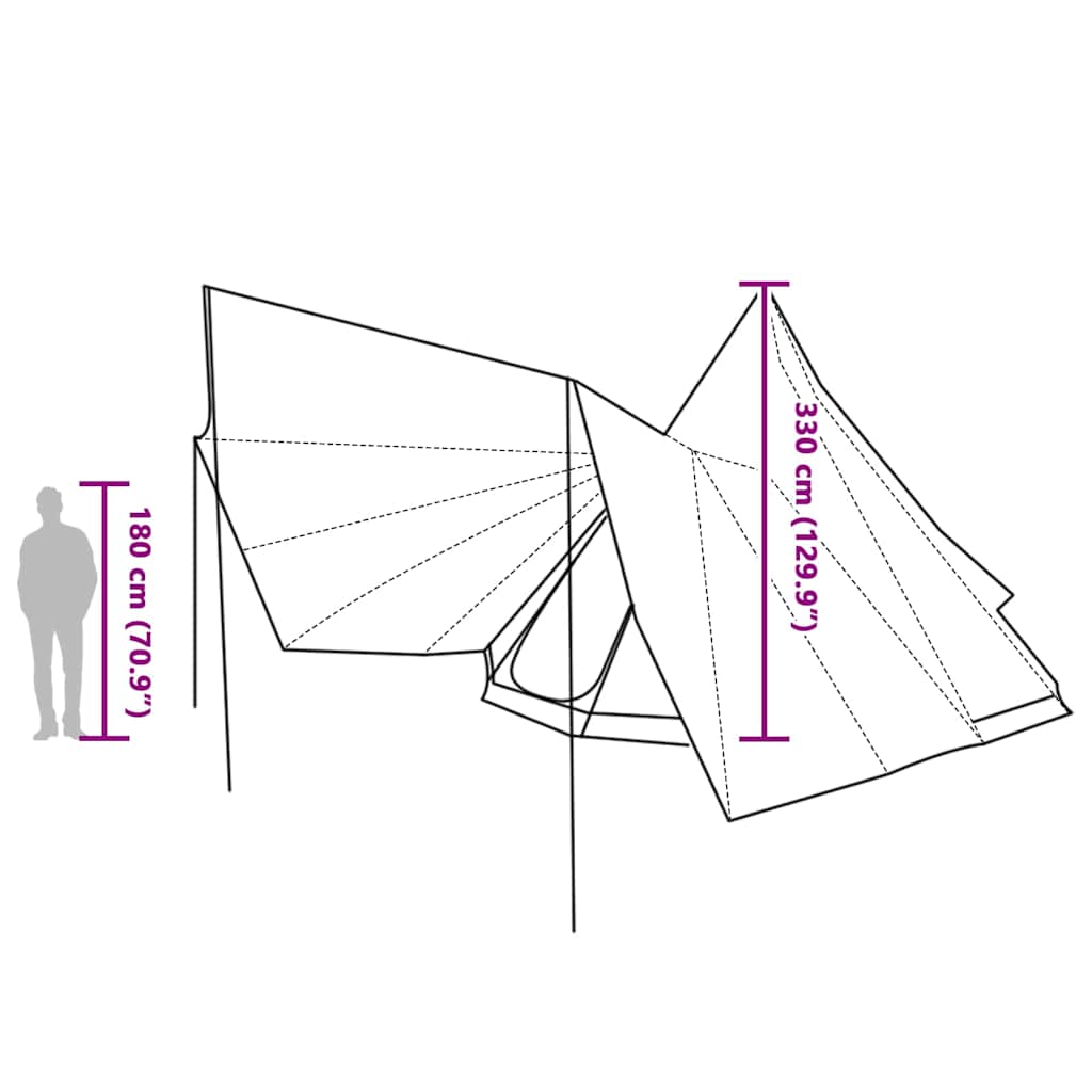 Tipi sátor tetővel szürke és narancs 510 x 690 x 330 cm taft
