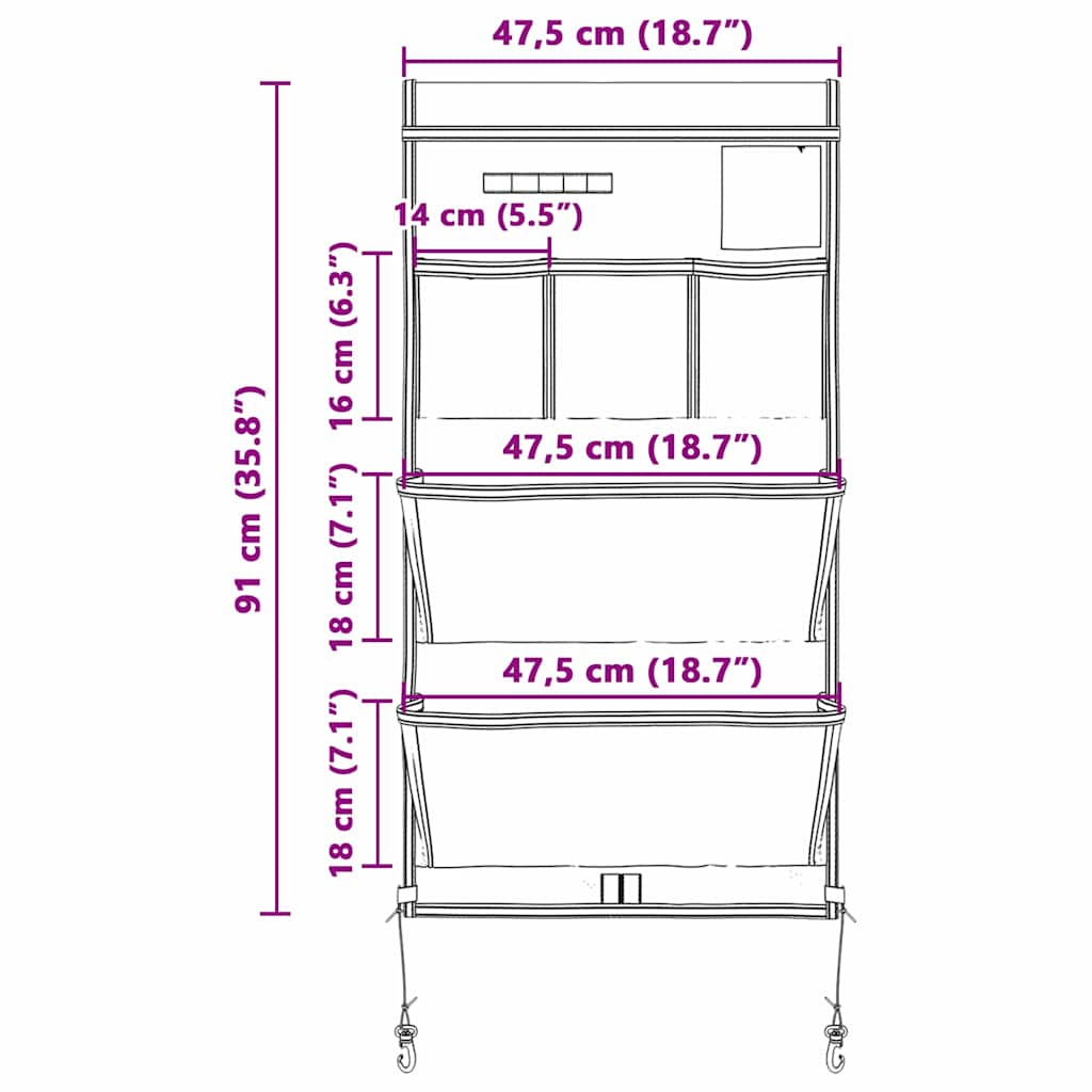 Tárolótáska tárolóval fekete és kék 91 x 47,5 cm oxford