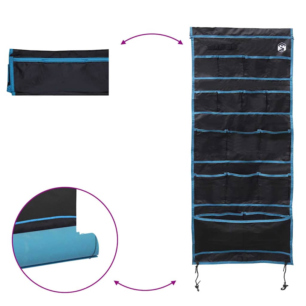 Tárolótáska tárolóval fekete és kék 125 x 48 cm oxford
