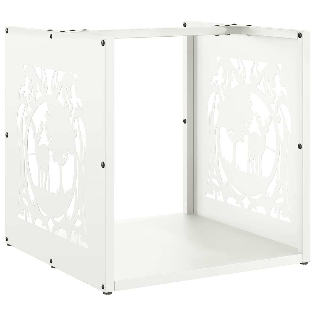 Fehér hidegen hengerelt acél tűzifatároló 40x40x40 cm