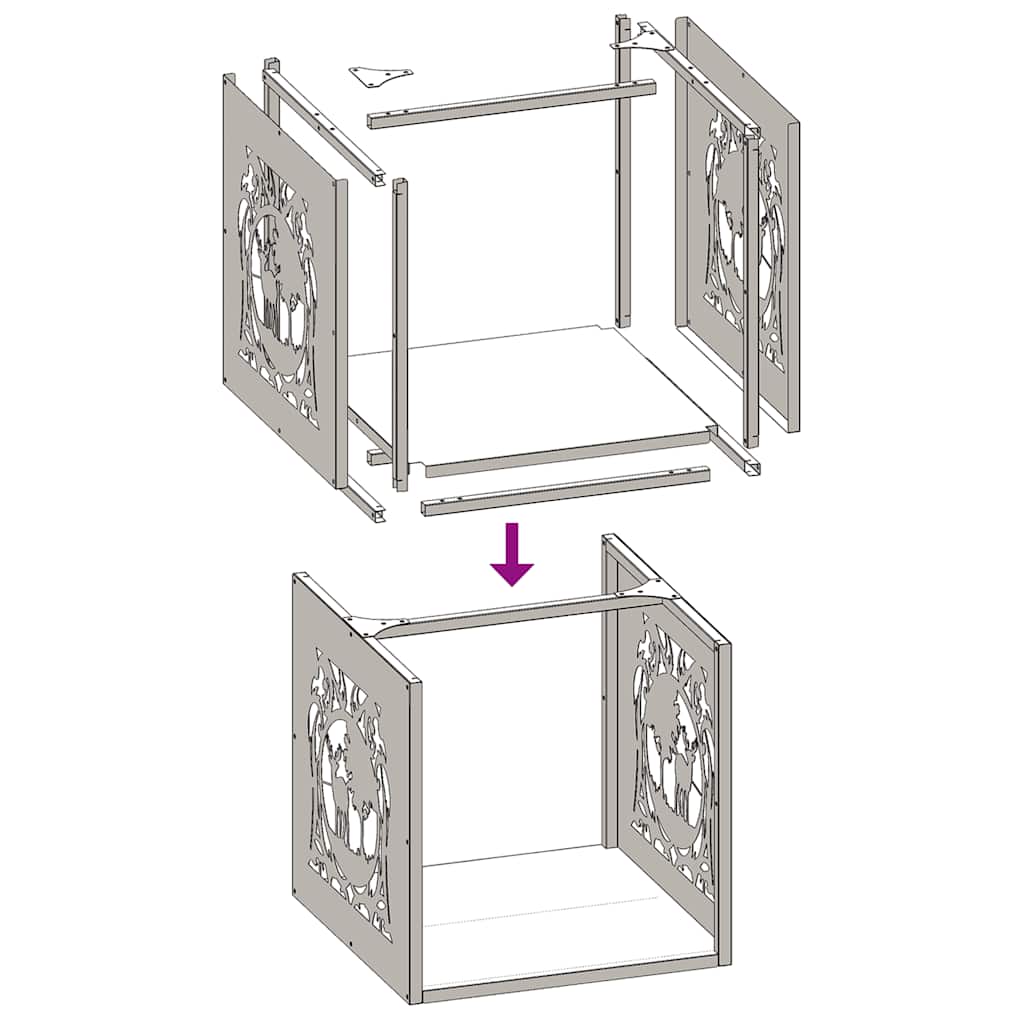 Fehér hidegen hengerelt acél tűzifatároló 40x40x40 cm