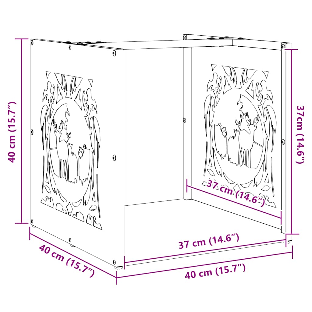 Antracitszürke hidegen hengerelt acél tűzifatároló 40x40x40 cm