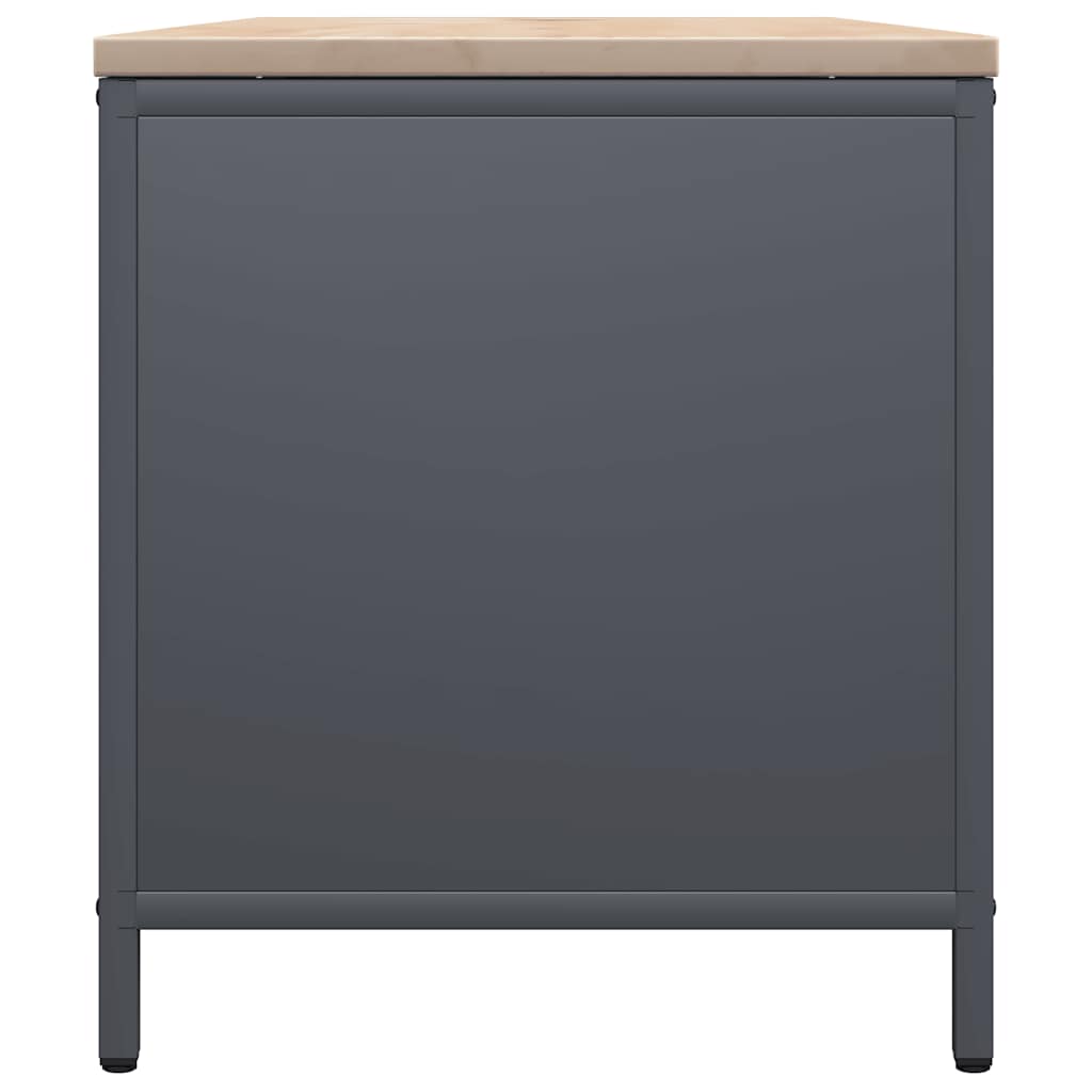 Antracitszürke tűzifa állvány fa tetővel 100,5x35,5x40 cm