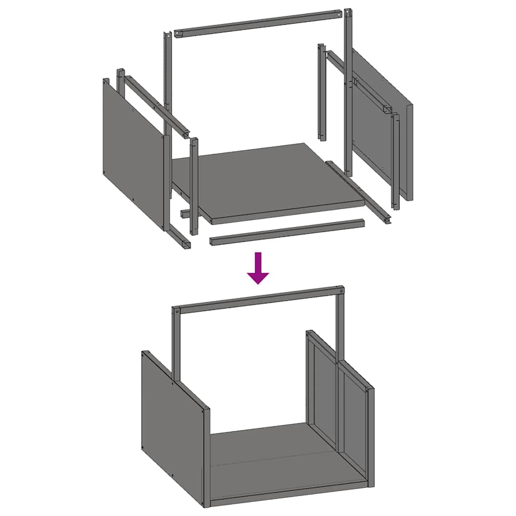 Antracitszürke hidegen hengerelt acél tűzifatároló 40x40x40 cm