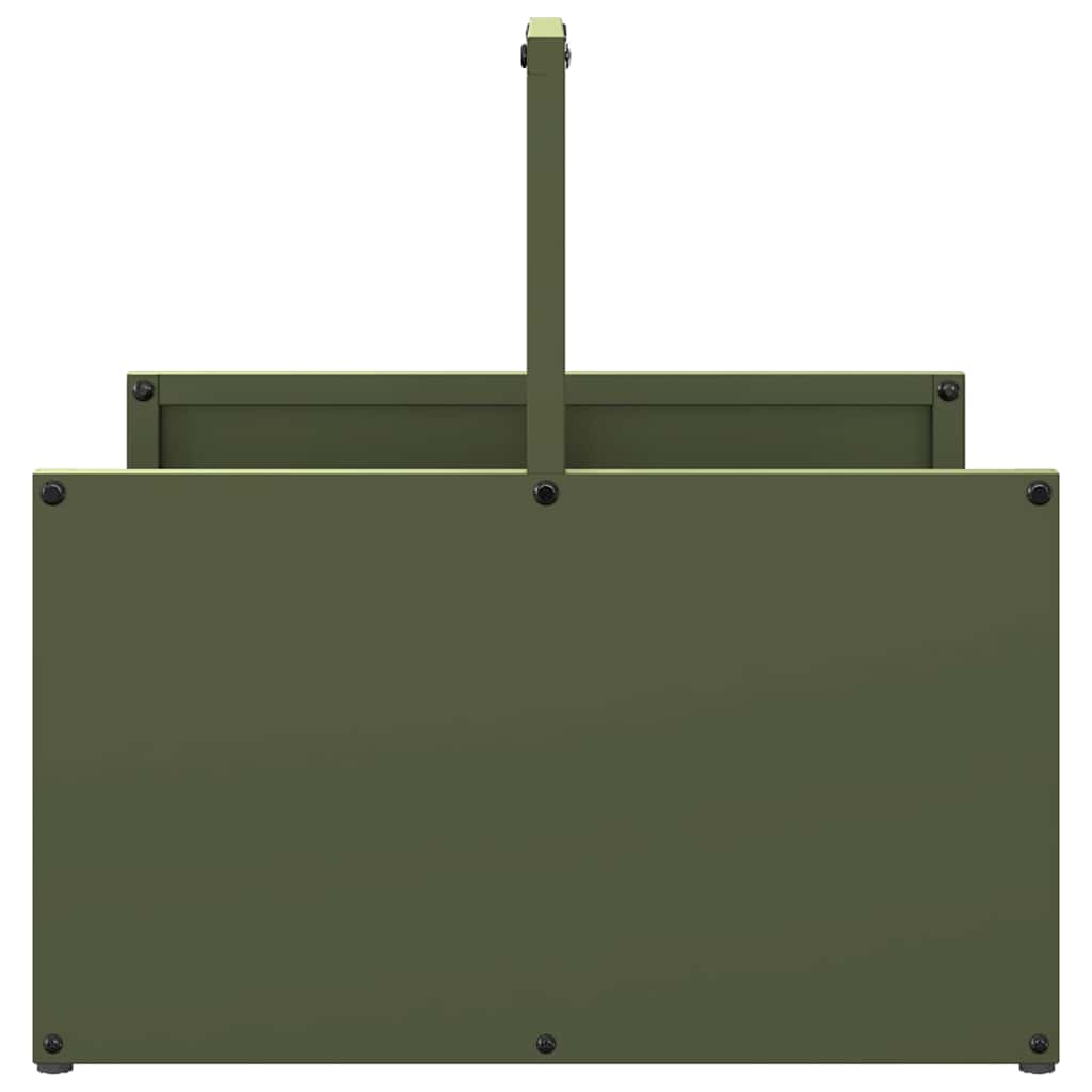 Olívazöld hidegen hengerelt acél tűzifatároló 40x40x40 cm