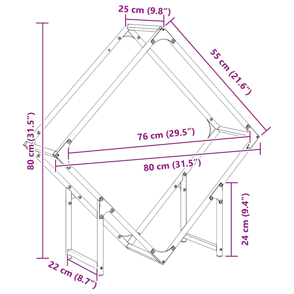 Fehér hidegen hengerelt acél tűzifatároló 80x25x80 cm