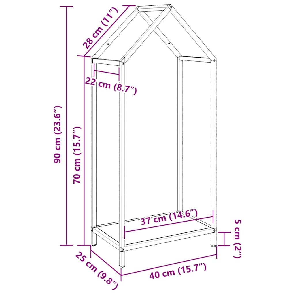 Fehér hidegen hengerelt acél tűzifatároló 40x25x90 cm