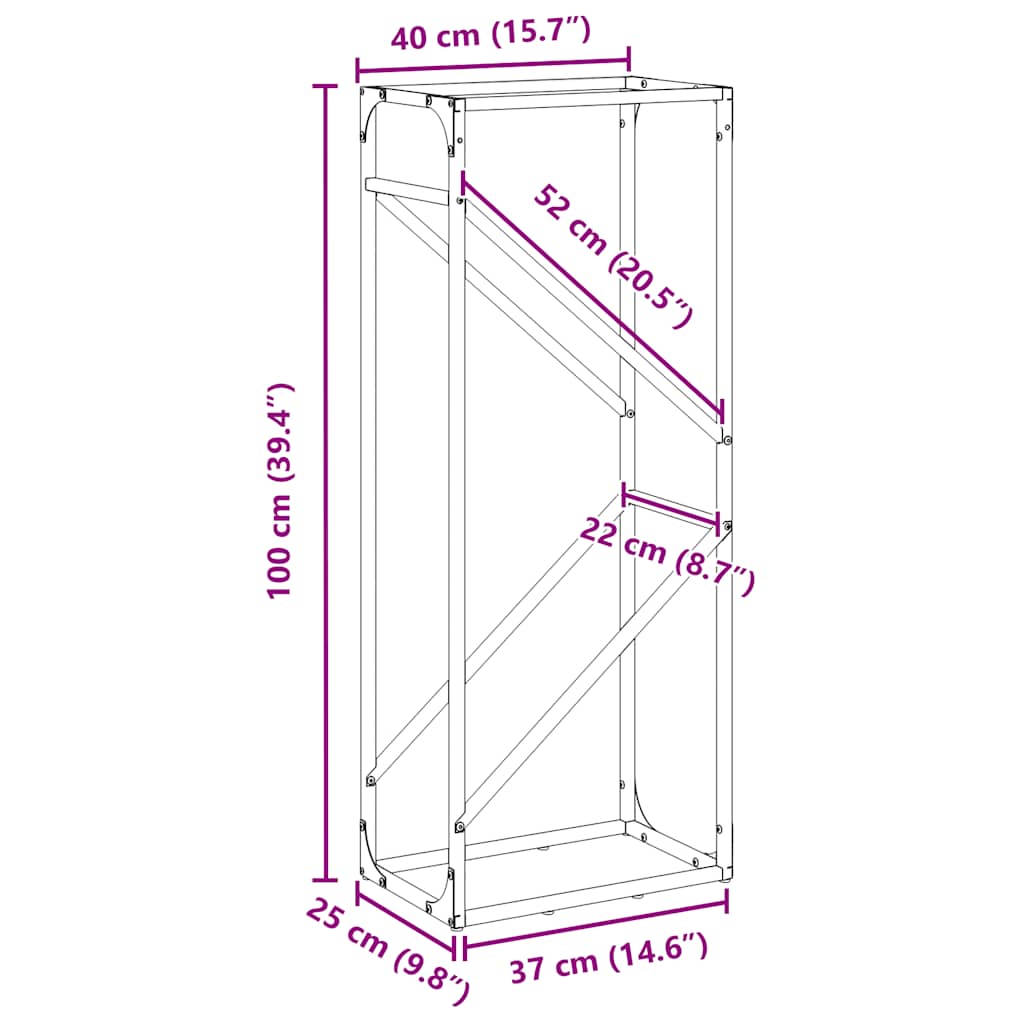 Olívazöld hidegen hengerelt acél tűzifatároló 40x25x100 cm