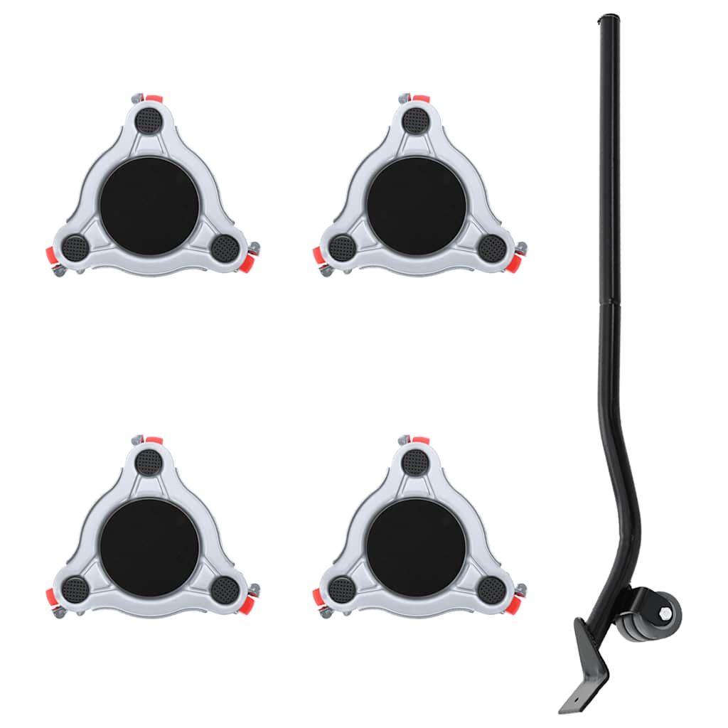 4 db bútorgörgő emelővel, 14,5x13,5x4 cm, acél, 400 kg