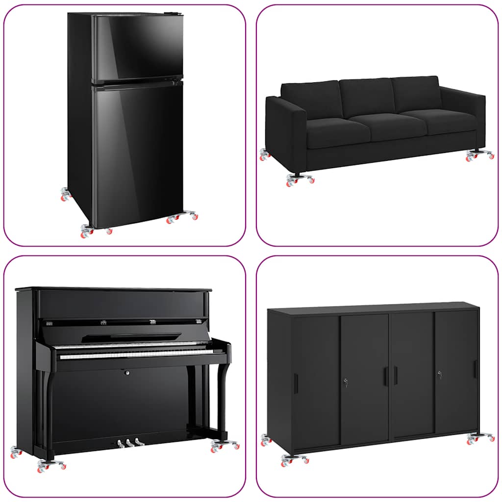 4 db bútorgörgő emelővel, 14,5x13,5x4 cm, acél, 400 kg