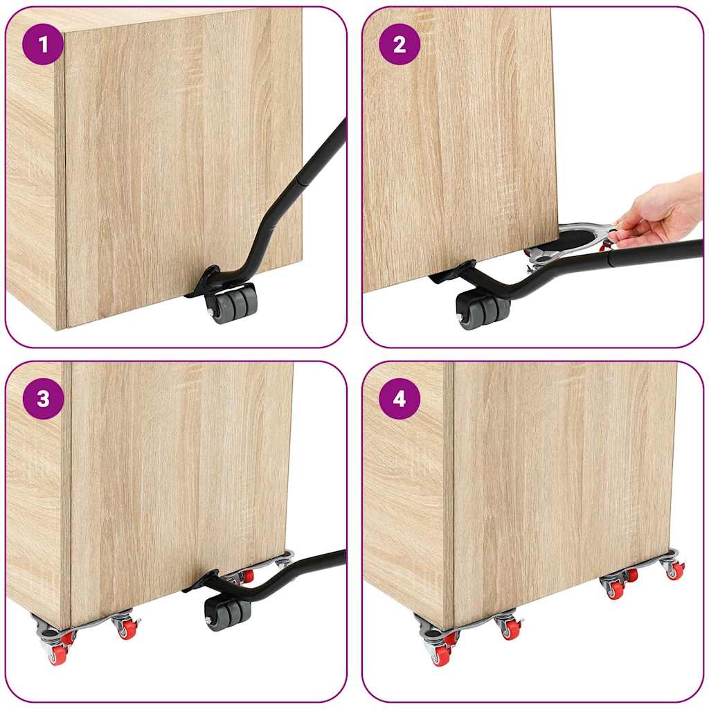 4 db bútorgörgő emelővel, 14,5x13,5x4 cm, acél, 400 kg