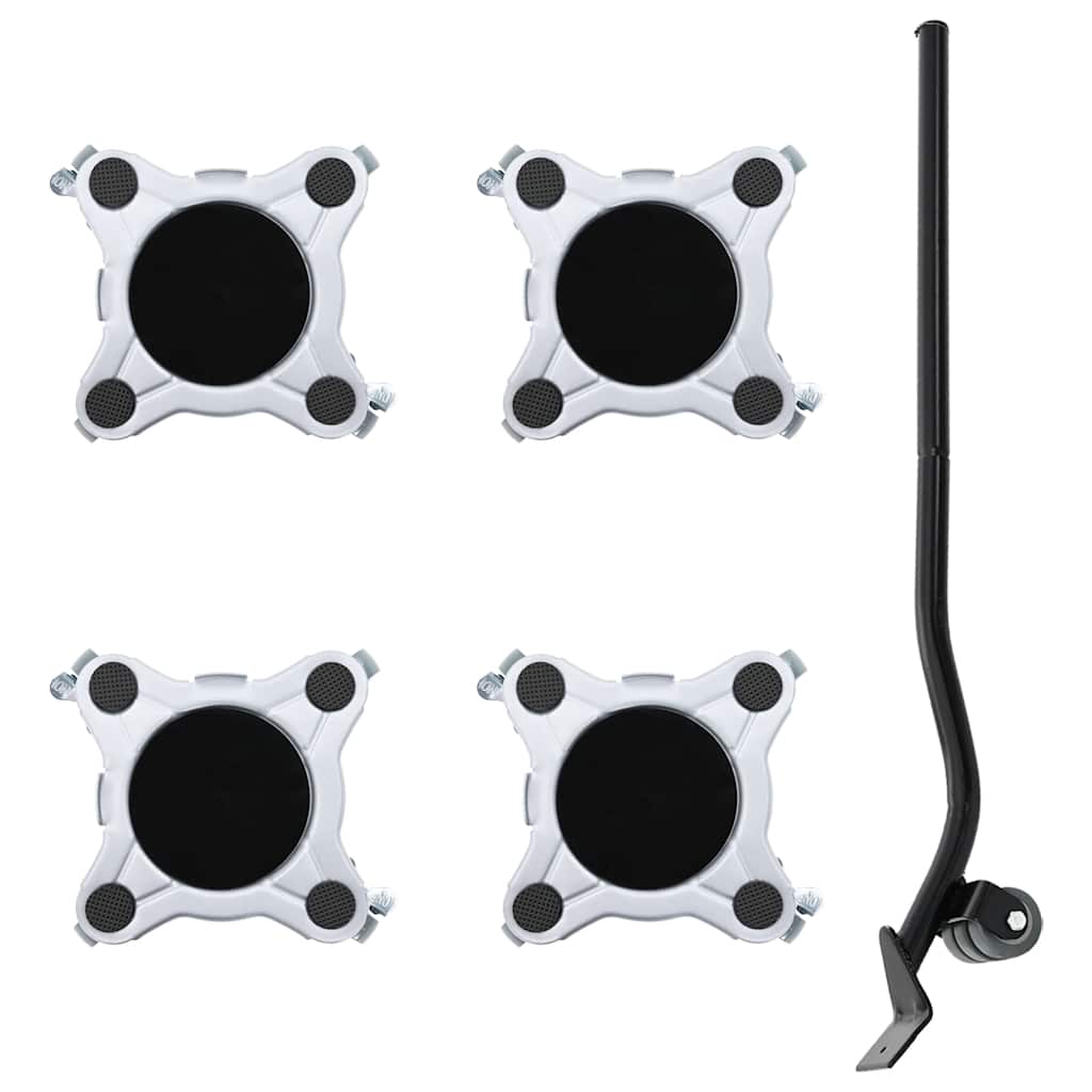 4 db bútorgörgő emelővel, 15,5x15,5x5,5 cm, acél, 1000 kg