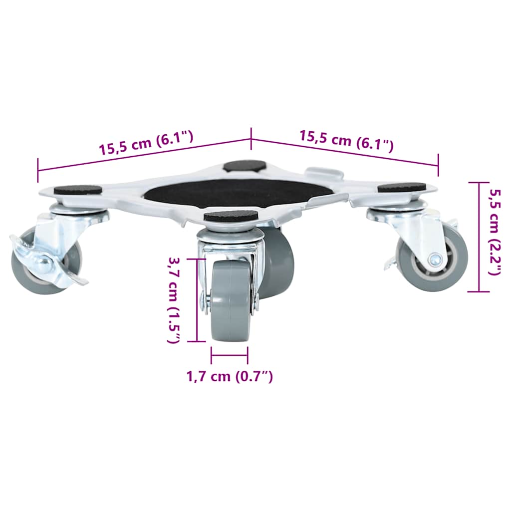 4 db bútorgörgő emelővel, 15,5x15,5x5,5 cm, acél, 1000 kg