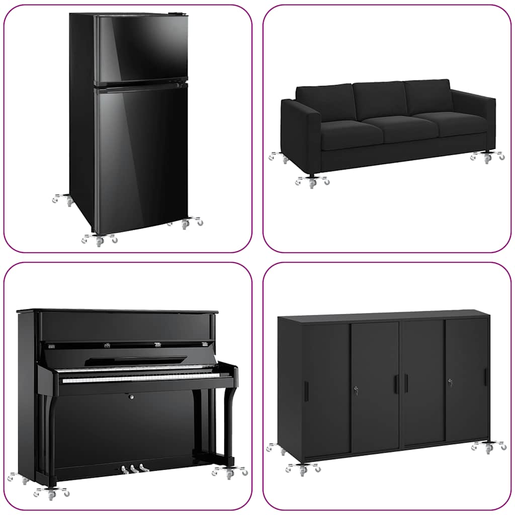 4 db bútorgörgő emelővel, 15,5x15,5x5,5 cm, acél, 1000 kg