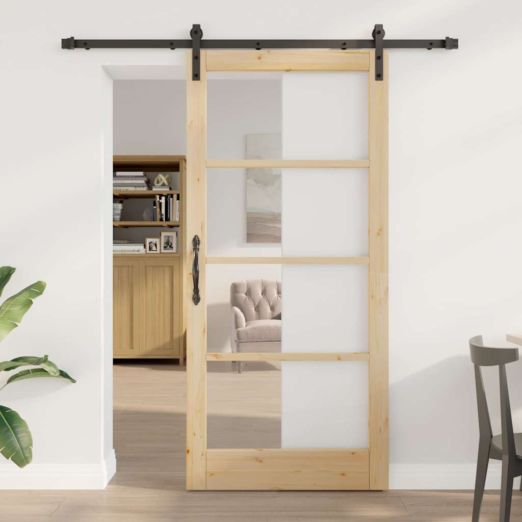 Csúszó ajtó orkdal természetes és fekete 93 x 202 cm