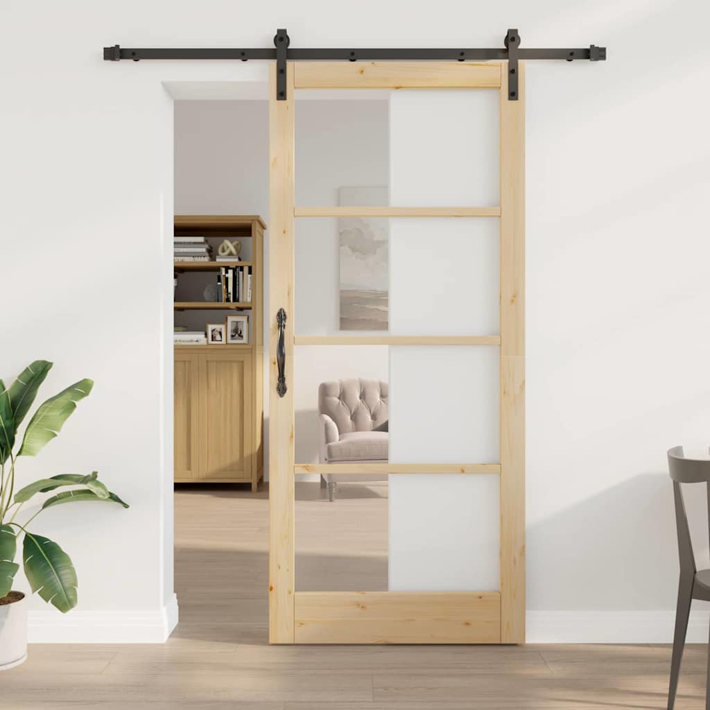Csúszó ajtó orkdal természetes és fekete 93 x 211 cm