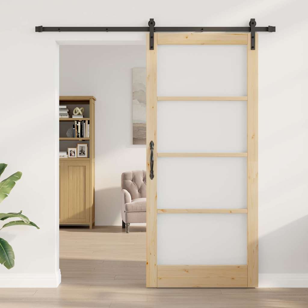 Csúszó ajtó orkdal természetes és fekete 93 x 211 cm