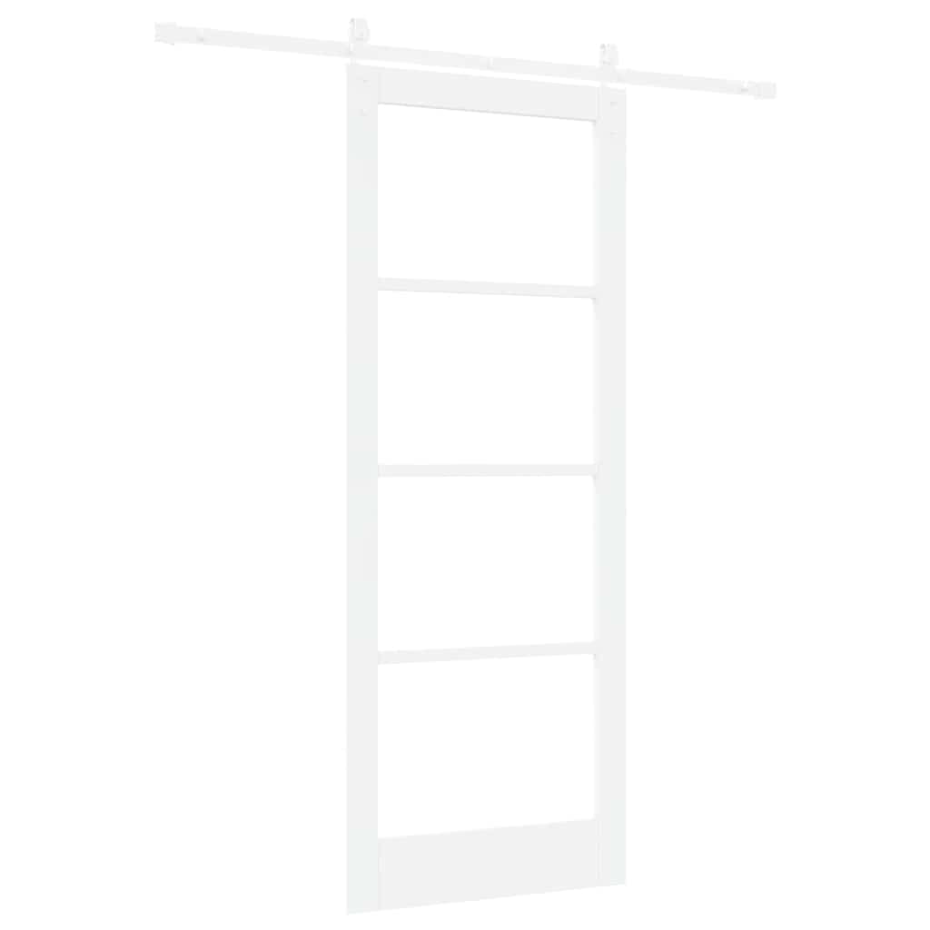 Csúszó ajtó orkdal fehér 83 x 211 cm tömör fenyőfa és üveg
