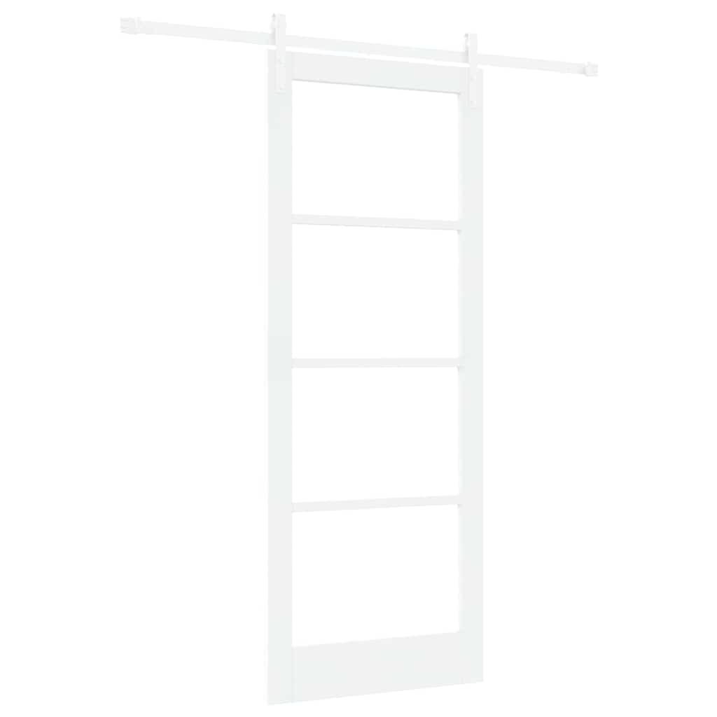 Csúszó ajtó orkdal fehér 83 x 211 cm tömör fenyőfa és üveg