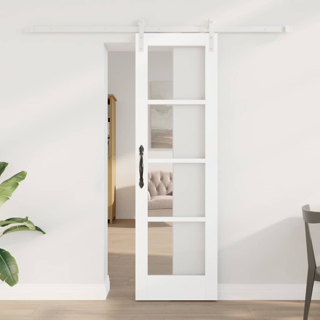 Csúszó ajtó orkdal fehér 61 x 198,5 cm tömör fenyőfa és üveg
