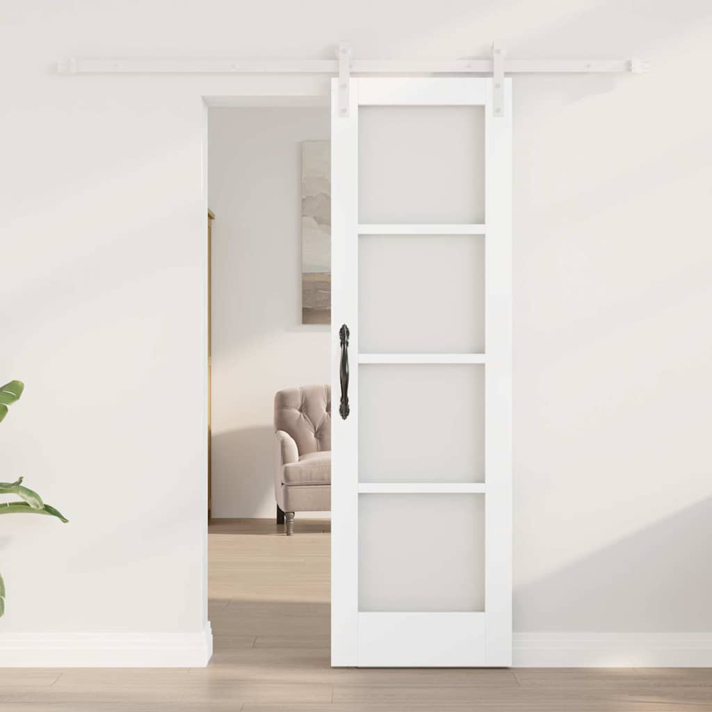 Csúszó ajtó orkdal fehér 61 x 198,5 cm tömör fenyőfa és üveg