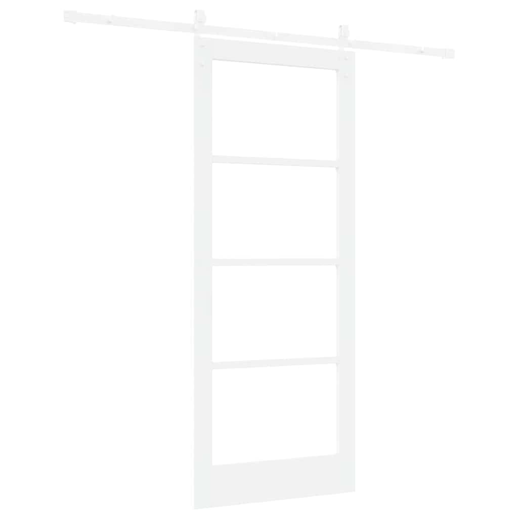 Csúszó ajtó orkdal fehér 83 x 202 cm tömör fenyőfa és üveg