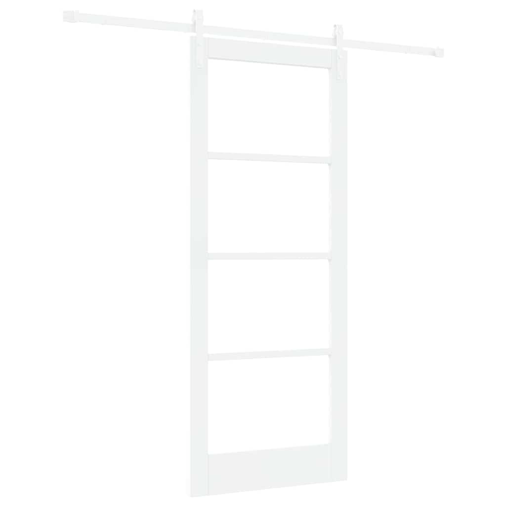 Csúszó ajtó orkdal fehér 83 x 202 cm tömör fenyőfa és üveg