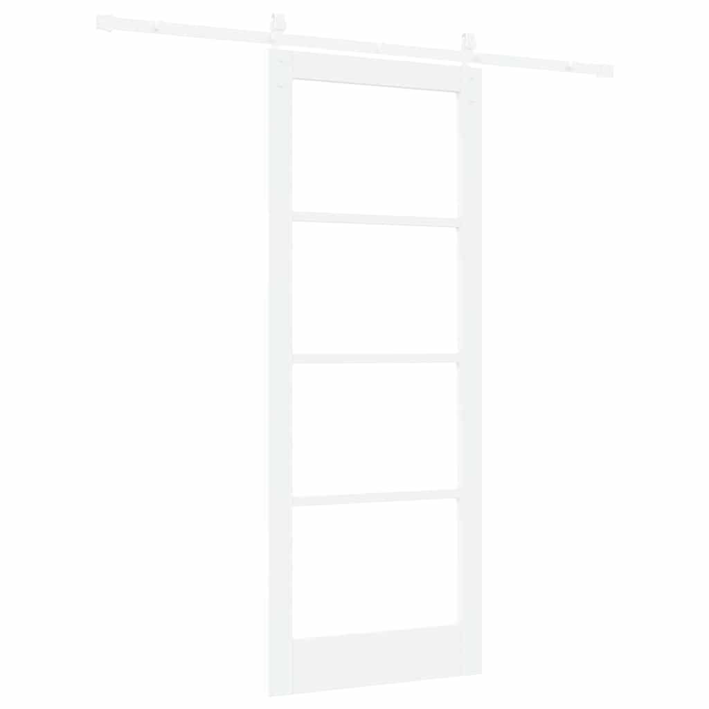 Csúszó ajtó orkdal fehér 83 x 211 cm tömör fenyőfa és üveg