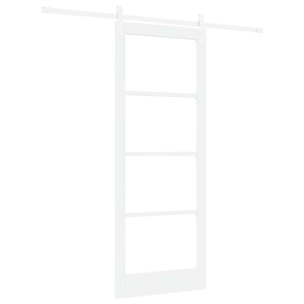 Csúszó ajtó orkdal fehér 83 x 211 cm tömör fenyőfa és üveg