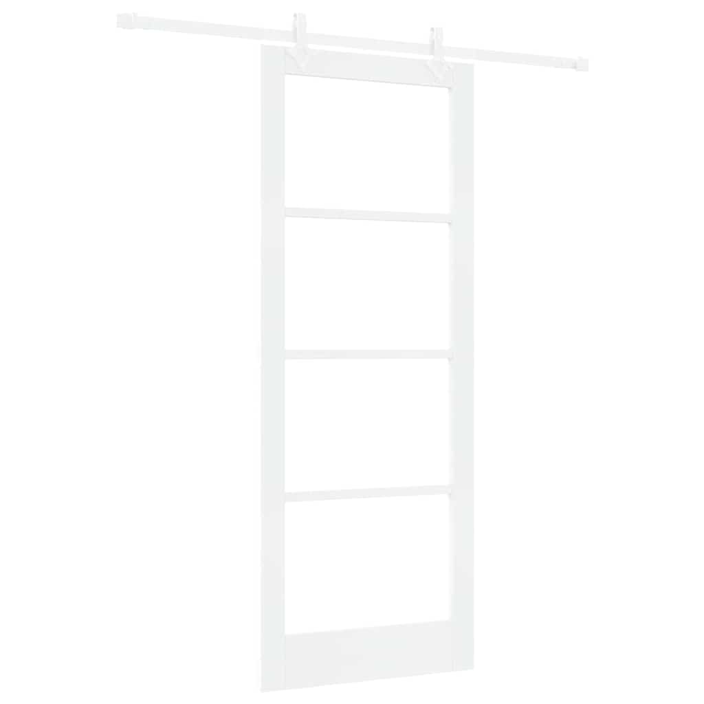 Csúszó ajtó fehér 83 x 211 cm tömör fenyőfa és üveg