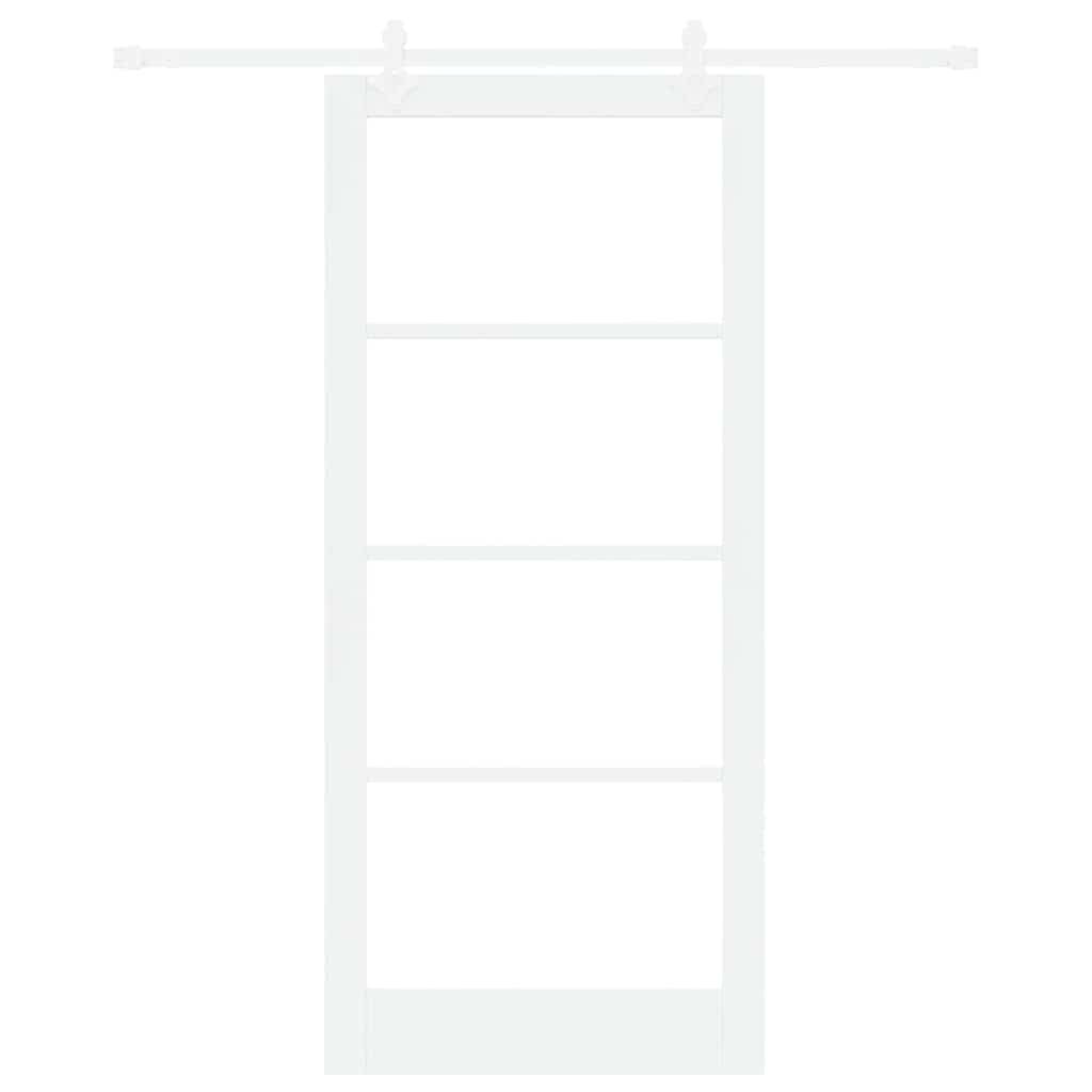 Csúszó ajtó fehér 93 x 211 cm tömör fenyőfa és üveg