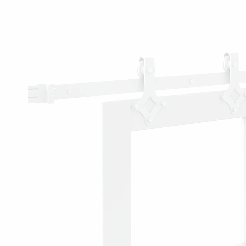Csúszó ajtó fehér 93 x 232 cm tömör fenyőfa és üveg