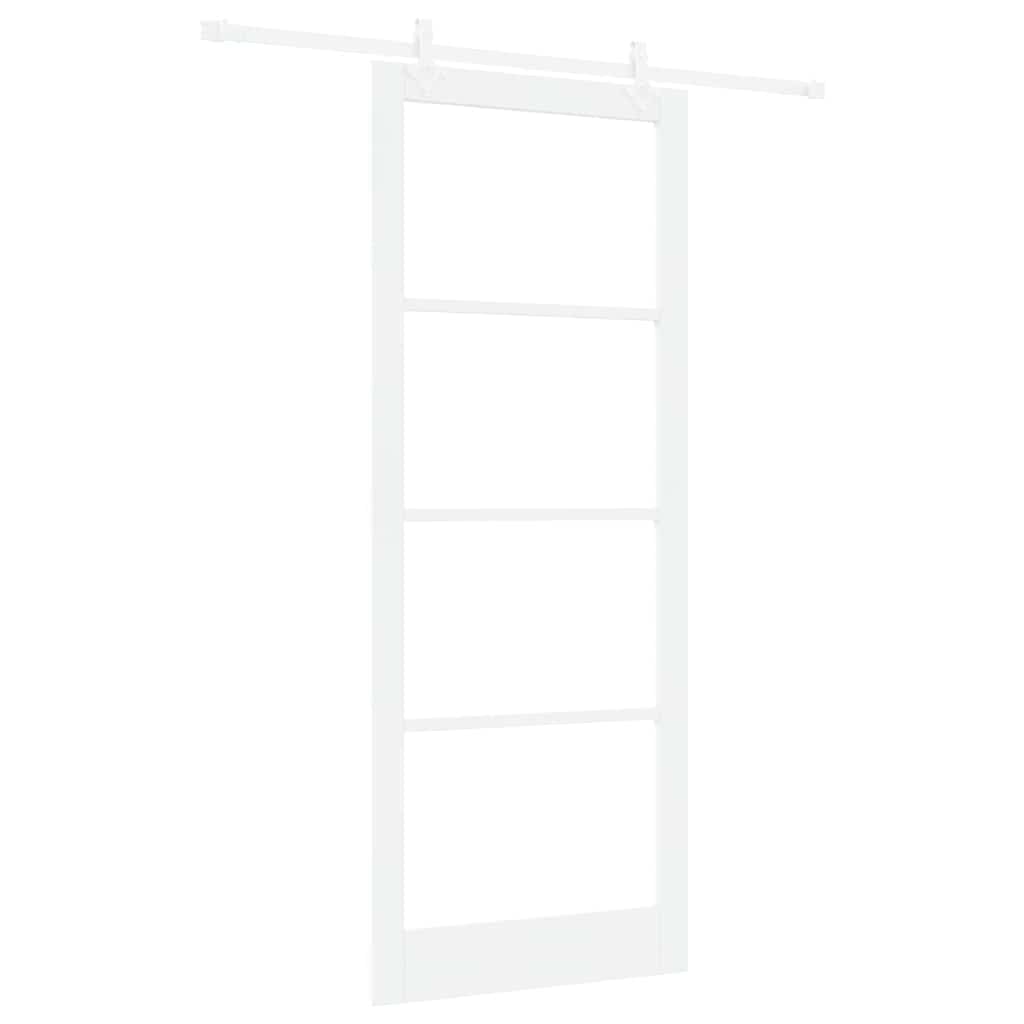 Csúszó ajtó fehér 93 x 232 cm tömör fenyőfa és üveg