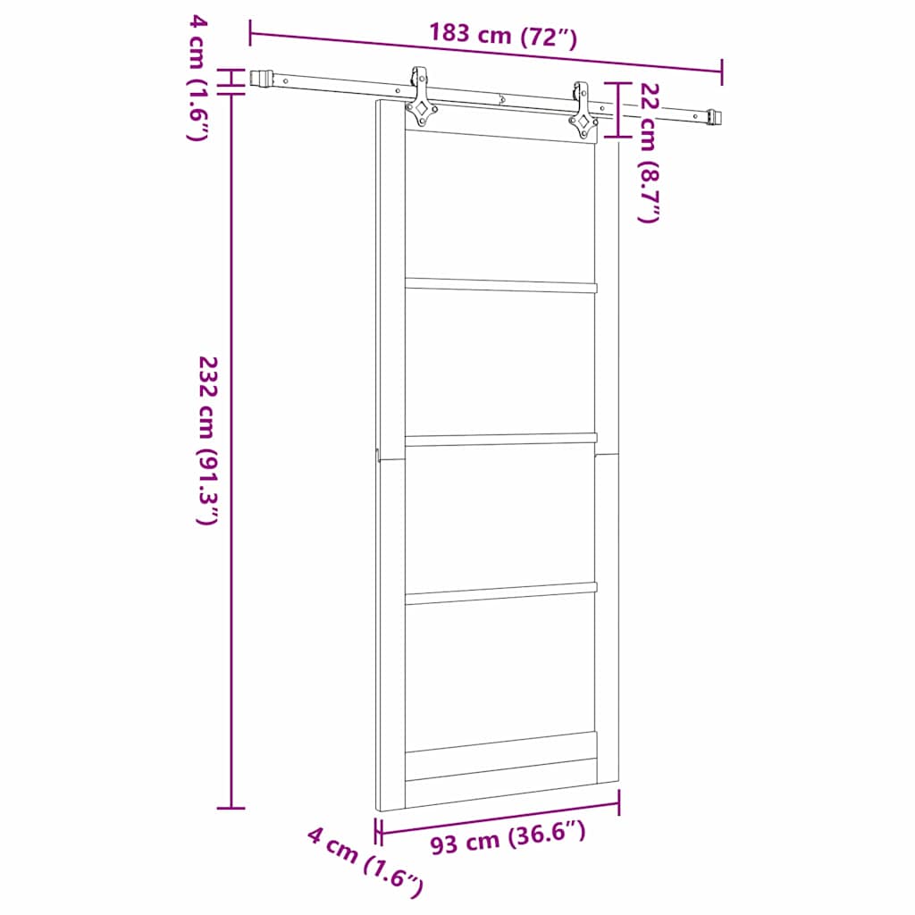 Csúszó ajtó fehér 93 x 232 cm tömör fenyőfa és üveg