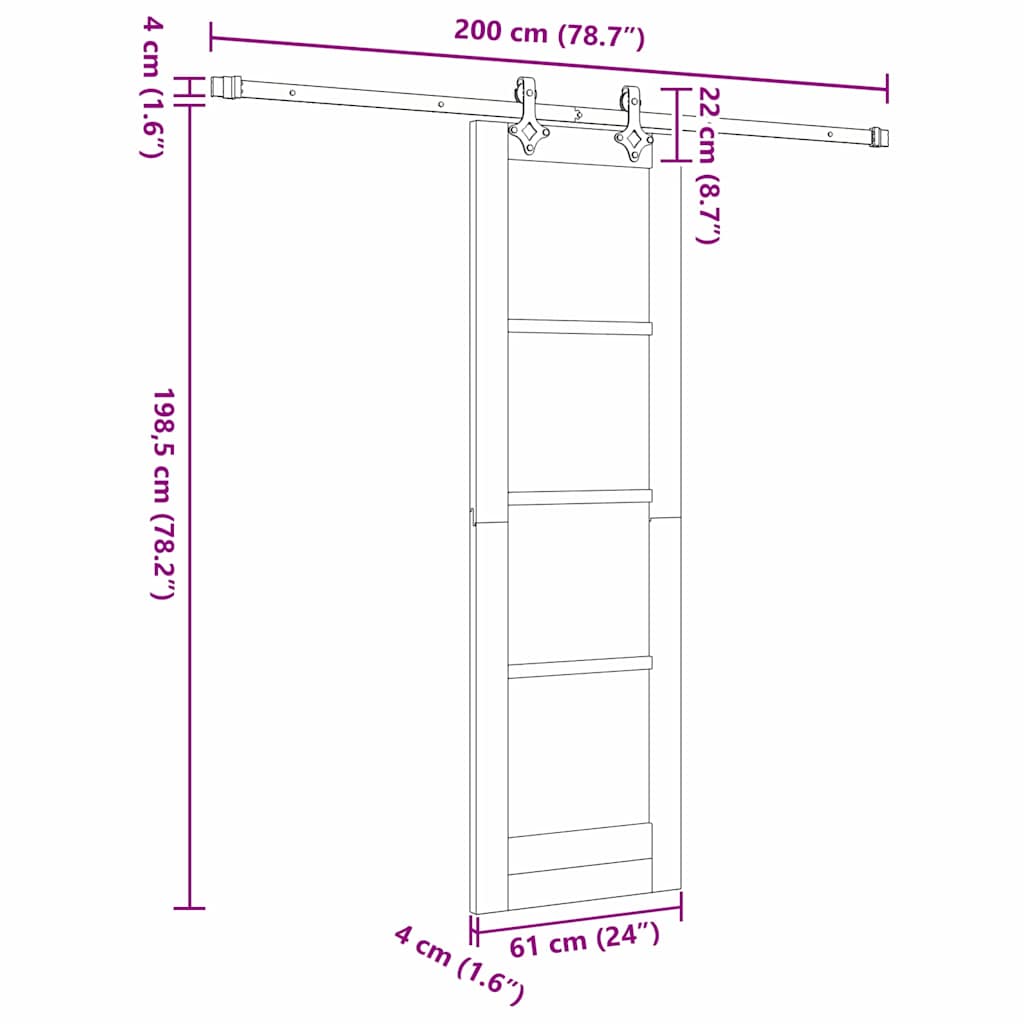 Csúszó ajtó fehér 61 x 198,5 cm tömör fenyőfa és üveg