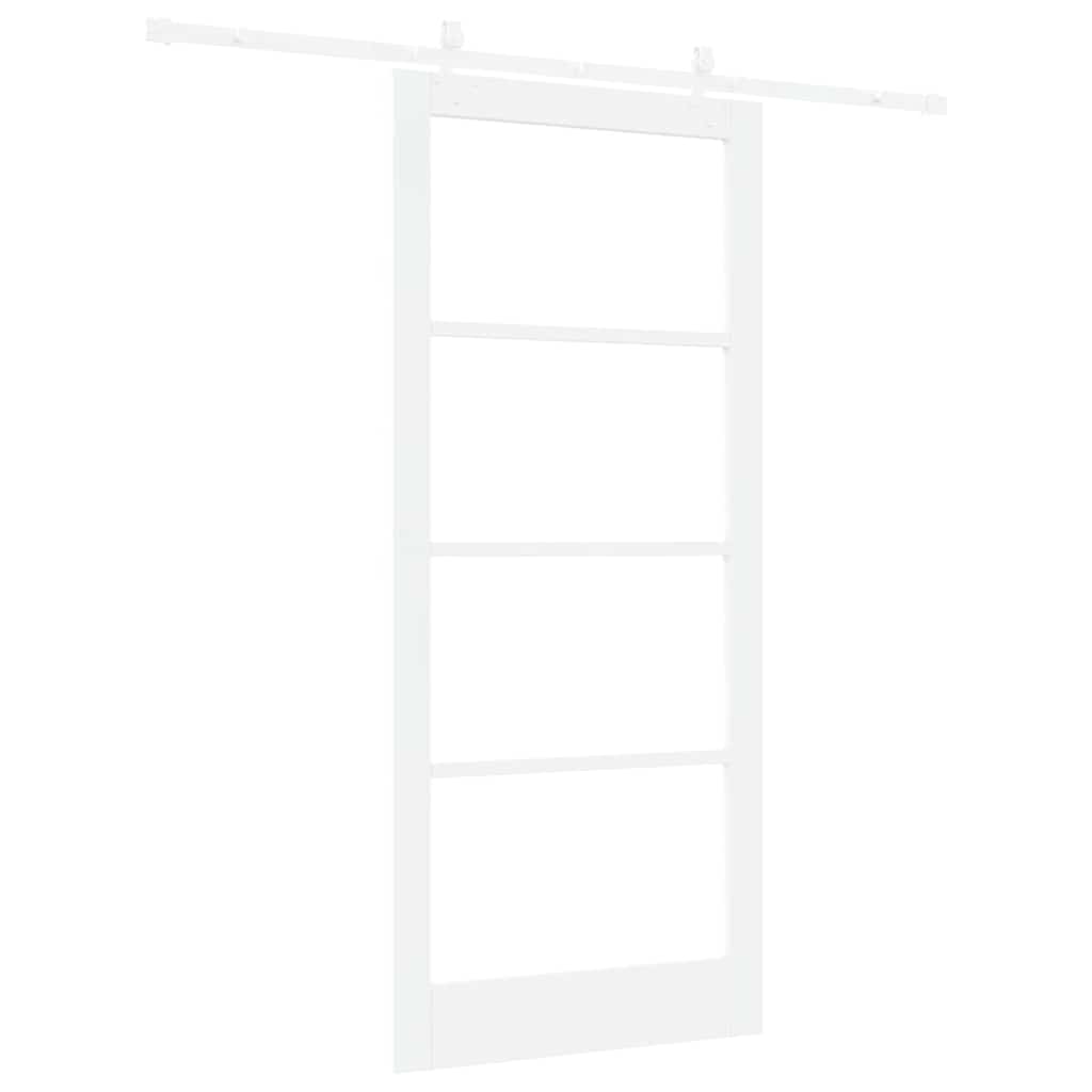 Csúszó ajtó fehér 93 x 211 cm tömör fenyőfa és üveg